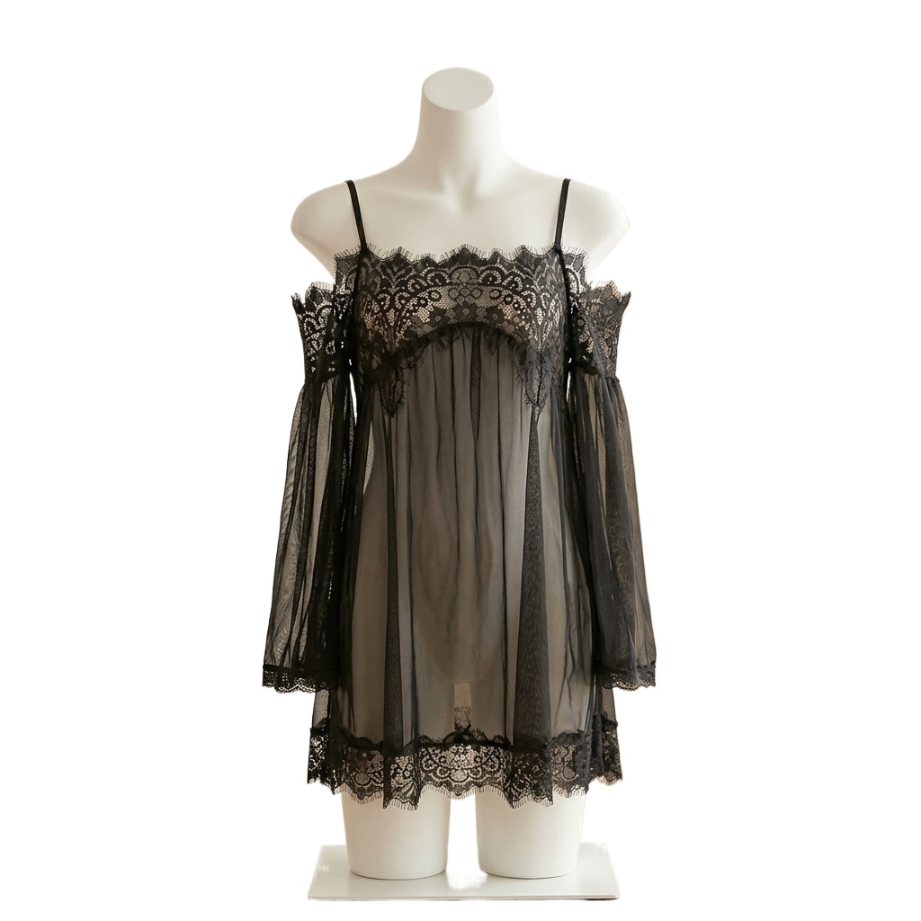 Women's Black Eyelash Lace Bab - огляд і ціна Babydoll Chemise Night