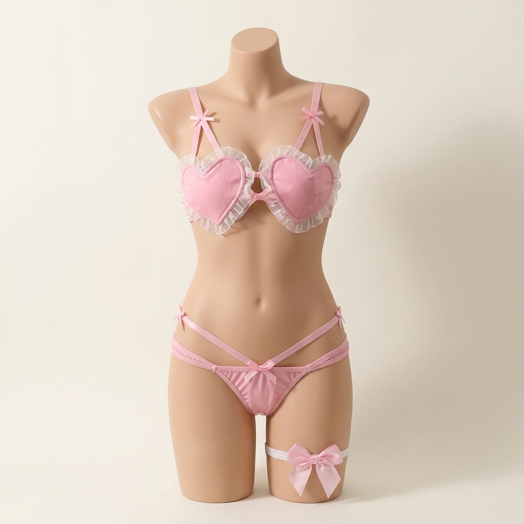 Women Pink Heart Lace Lingerie - огляд і ціна Thong Bikini Women